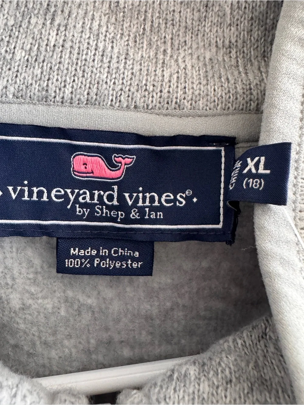 Vineyard Vines Youth XL Gray Sweater Fleece Vest Full Zip NWT